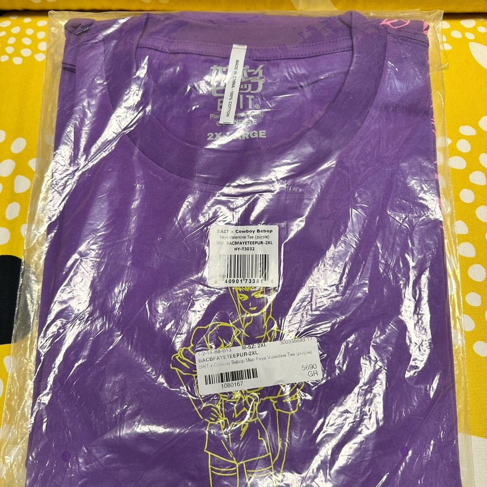 Brand New BAIT x Cowboy Bebop Faye Valentine Tee Purple / Yellow XXL